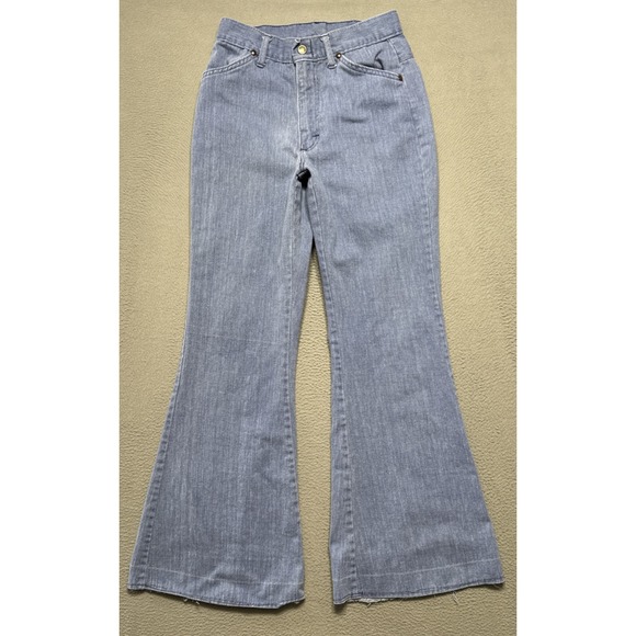 Vintage H.I.S Jeans Womens 25x328 Blue Flare Boho Distressed Faded Light Denim - Picture 1 of 10